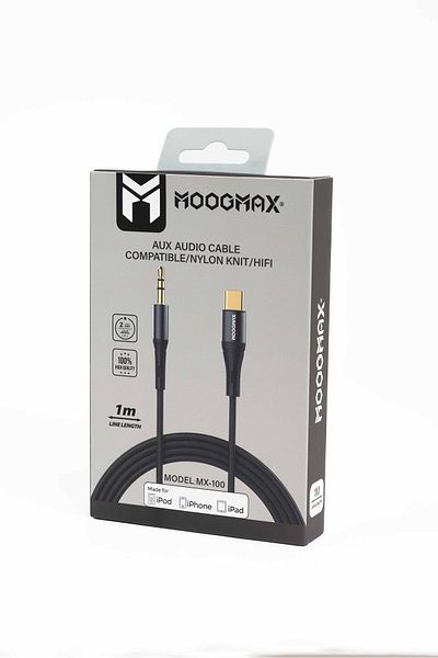 MOOGMAX كابل Aux من النوع C بطول 1 متر من Mx100، أسود