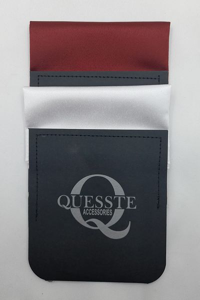 Quesste Accessory Men's Burgundy White Ready Folded Plain Set of 2 Pocket Lapel Handkerchief
