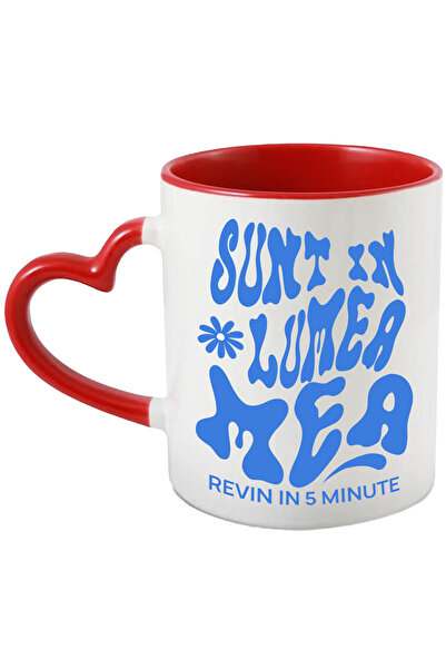 StoryGift Romania Cana Cu Mesaj In Limba Romana Iluzie Optiva Floare Text Sunt In Lumea Mea Revin , Cu Maner Inim Stg