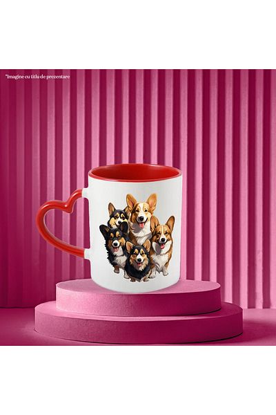 StoryGift Romania Mug with many Corgi puppies, playful, happy, illustration, for lovers, With ,STG.