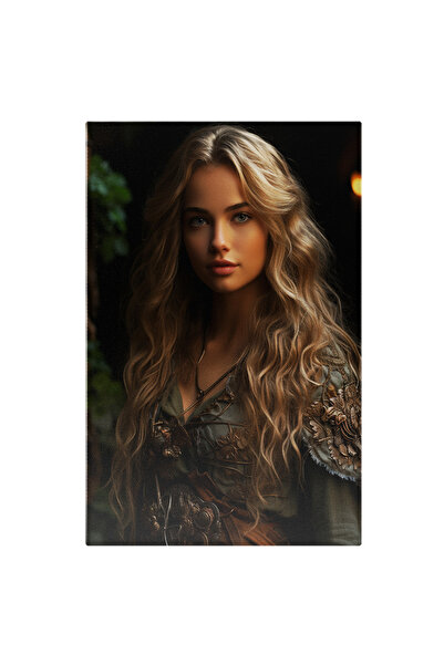 StoryGift Romania Tablou Canvas: Portret Feminin Cu Parul Lung Si Imbracata I...