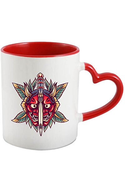 StoryGift Romania Cana Cu Masca Oni, Demon, Pumnal, Frunze, Flori, Asiatic, R...