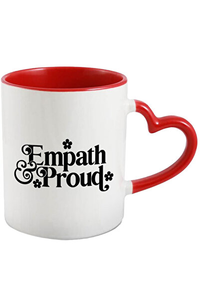 StoryGift Romania Cana Cu Floricele Si Textul "empatic, Mandru" Cu Maner Inim...