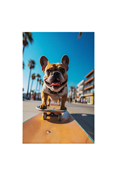 StoryGift Romania Tablou Canvas: Catel Pe Skateboard - Veselie Joaca Iubitori...