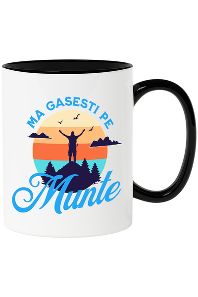 StoryGift Romania Cana cu Silueta Umana Deasupra Muntelui Apus De Soare Text ...