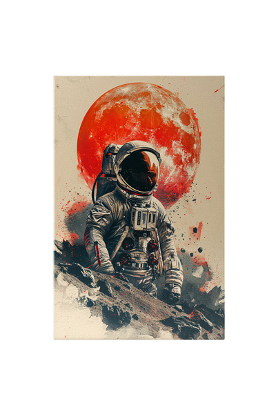 StoryGift Romania Tablou Canvas Astronautul De Pe Marte Panoramă Cu Planeta Pământ În Nuanțe Roșiatice , Pictura