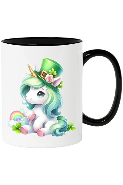 StoryGift Romania Cana Cu Un Unicorn Cu Palarie Verde | Ilustratie | Trifoi |...