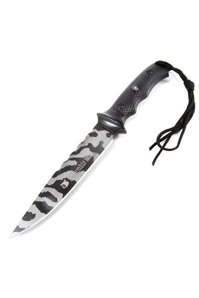 PUFO Cuțit de vânătoare 32 cm Full Tang, model Black Legion Style, mâner ergonomic, teacă inclusă