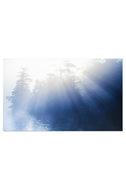 StoryGift Romania Tablou Canvas Lacul Calm Si Incetosat Dimineata Lac, Dimine...