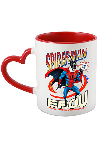 StoryGift Romania Cana Cu Dog German / Great Dane Caine In Costum De Spiderma...