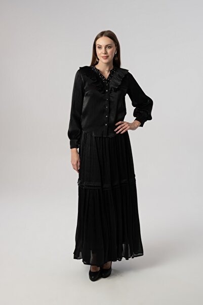 Elaris Exclusive ELARİS Taş ve Fırfır Detaylı Piliseli İki Parça Takım