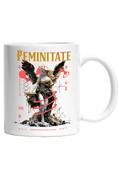 StoryGift Romania Cana Statuie Text Feminitatea Este O Arta, 330ml, Ceramic C...