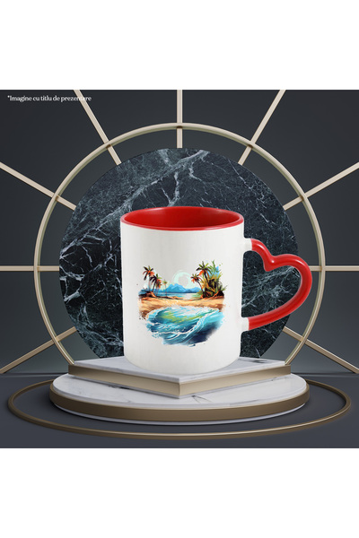 StoryGift Romania Cana cu o plaja, peisaj, mare, apa, ilustratie, palmieri, i...