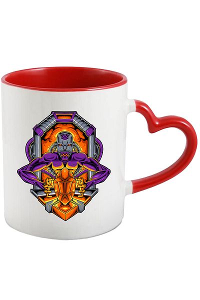 StoryGift Romania Monster Mug, Crystal, Robot, Arms, Cables, Sci Fi, Mecha, Multicolor 330 m, With Heart Handle