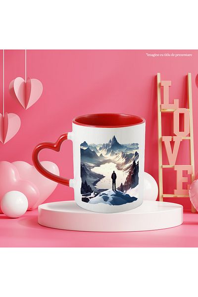 StoryGift Romania Mug With Boy Looking At Mountains, Mountain Peak, Height, Adventure, Suspense, With ,STG