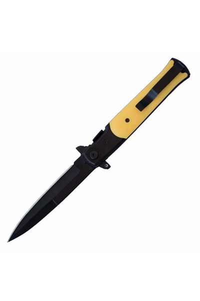 PUFO Briceag de buzunar 22,5 cm, model Gentle Yellow Slim cu lamă stiletto și sistem de blocare a lamei