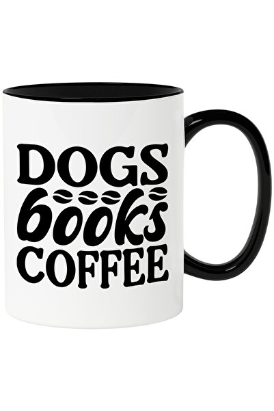 StoryGift Romania Cana Cu Textul "dogs, Books, Coffee" - Caini Carti Cafea Cu...