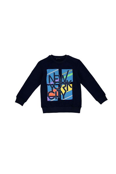 United Colors of Benetton Boy's Navy Blue Printed Sweatshirt