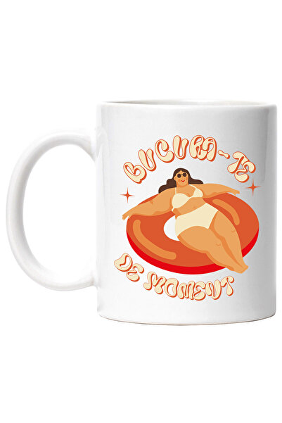 StoryGift Romania Cana Cu Femeie Cu Ochelari De Soare Pe Colac Text Bucura-te...