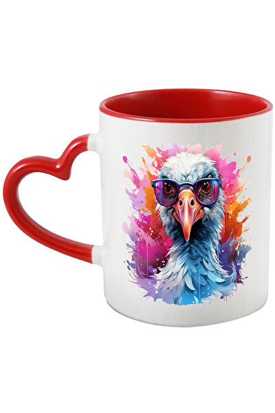 StoryGift Romania Cana Cu Pescarus De Mare, Ochelari De Soare, Pasare, Multicolor 330 Ml, Ceramica, Cu Maner Inim Stg