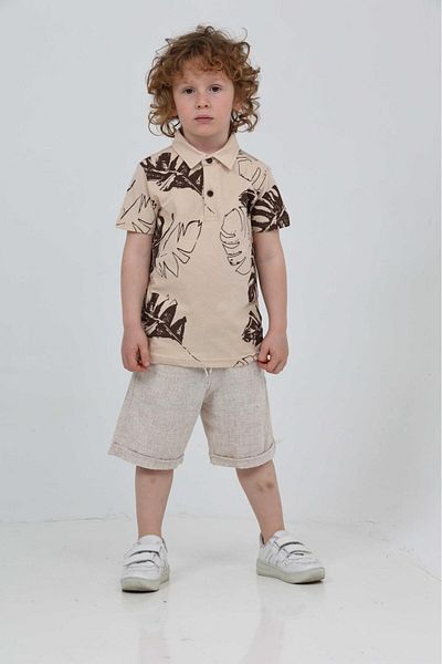chacharon Boy's Polo Collar Shorts Suit for Boys