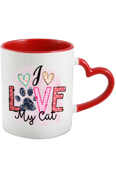 StoryGift Romania Cana Cu Mesajul "i Love My Cat", Imi Iubesc Pisica, Inimioa...