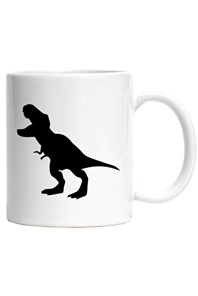 StoryGift Romania Cana Cu Un Dinozaur T-rex Furios Cu Maner Alb, Cu Maner Alb...
