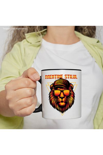StoryGift Romania Lion Mug with Hat and Sunglasses Keep it Stylish, 330ml, Ceramic with Man, With, STG