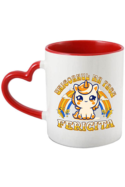 StoryGift Romania Cana Cu Unicorn Galben Colorat Curcubeu Text Unicornul Ma F...