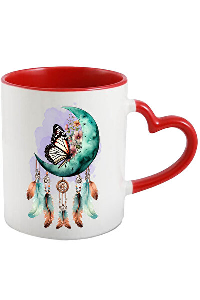 StoryGift Romania Cana Cu Fluture Pe Luna, Pene, Plasa De Vise, Ezoteric, Sem...