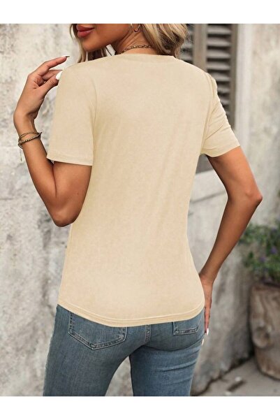 ALPACO Bluză de damă din viscoză cu decolteu în V și detaliu în linie pe umeri