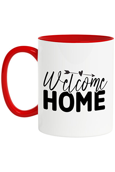 StoryGift Romania Cana cu mesaj de bun-venit inapoi acasa - inimioara cu Maner Rosu, Cu Maner Rosu STG