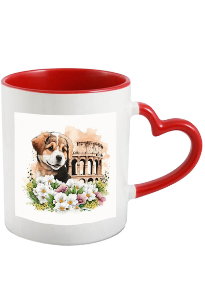 StoryGift Romania Cana Cu Un Catel Surprins | Ilustratie | La Roma | Colosseum | Arena | Gladiator, Cu Maner Inim Stg