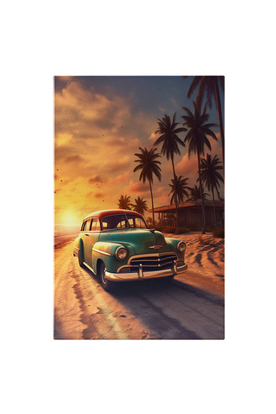 StoryGift Romania Tablou Canvas: Ilustratie Cu O Masina Peche Pe O Plaja - Ap...