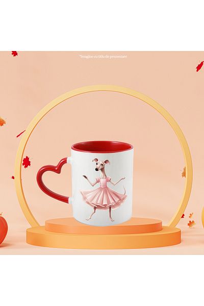 StoryGift Romania Mug with Whippet in dress, dog, pet, illustration, dancing, dishes, With ,STG.