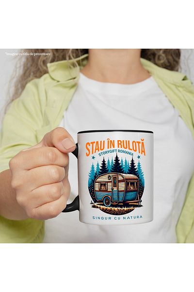 StoryGift Romania Mug I'm in the caravan alone with nature adventure fresh air, 330ml, Ceramic with Handle, With