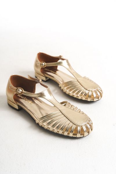MARSEDO Mela Women's Round Toe Bias Casual Babet Gold