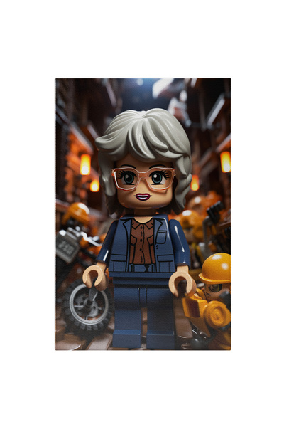 StoryGift Romania Tablou Canvas: Bunica Lego Cu Par Alb Si Ochelari Roz Cu Ochii Verzi Imbracata In Albastru Pic