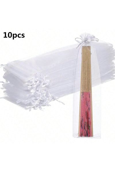 Choice Other Other 10pcs 10/20pcs Drawstring Organza Gift Bag Folding Hand Fan Storage Pouches Tulle Bags C
