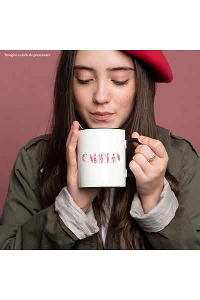 StoryGift Romania Mug With Name Camelia, Floral, Colorful, Creative, Beautiful, Unique, 330ml, Ceramic, With ,STG