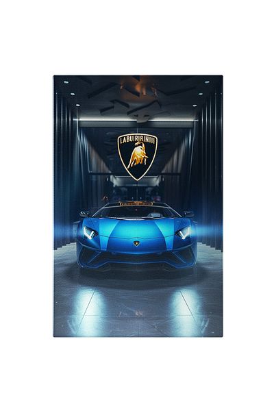 StoryGift Romania Tablou Canvas Lamborghini Masina De Culoare Albastra, Masina Sportiva Scump Si Frumoasa, Fani