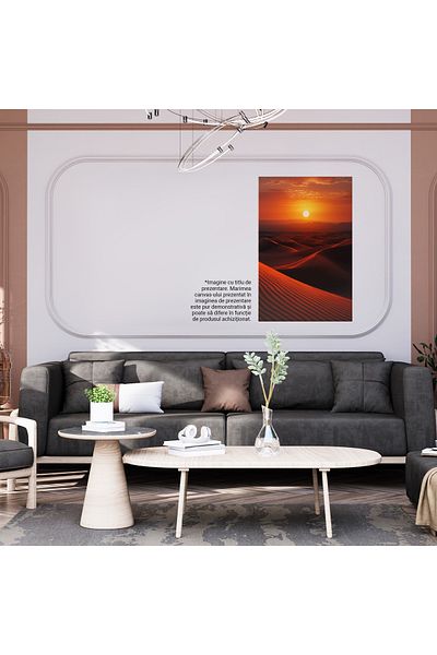 StoryGift Romania Tablou Canvas: Soarele Rotund Și Roșu Luminează Deșertul Singuratic Frumusețea Naturii Pictura
