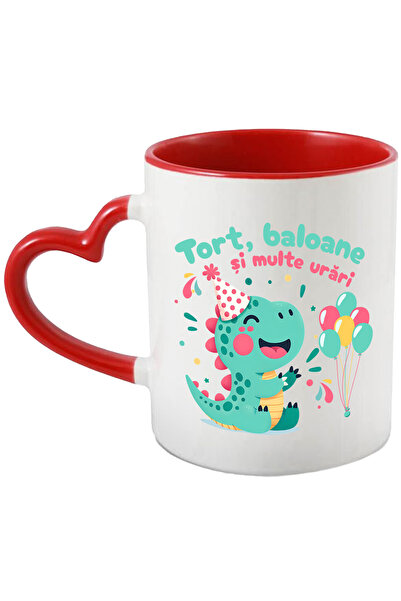 StoryGift Romania Cana Cu Dinozaur Vesel Colorat Cu Coif Aniversar Baloane Co...