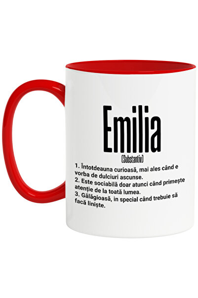 StoryGift Romania Cana Cu Numele Emilia, Si Mesaj Amuzant, Curioasa, Sociabil...