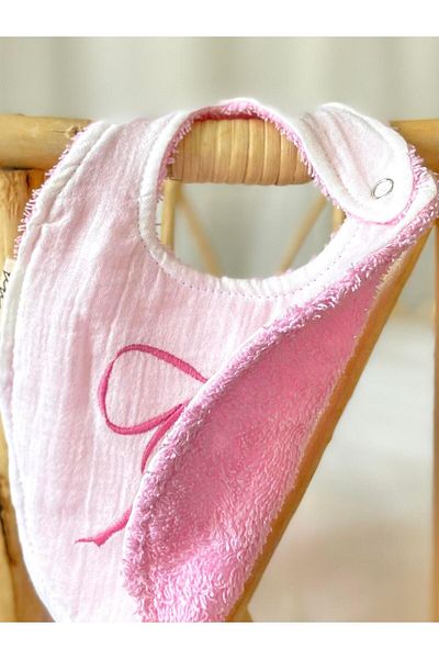 Zezig Pink Bow Embroidered Apron