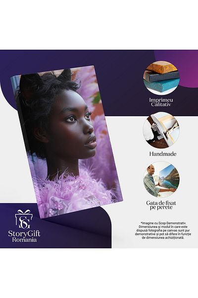 StoryGift Romania Tablou Canvas Femei Din Diferite Colțuri Ale Lumii Portret Elegant Al Femeii În Rochie Mov , Pi