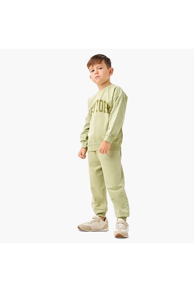 Juniors Typographic Print Long Sleeves Sweatshirt and Joggers Set