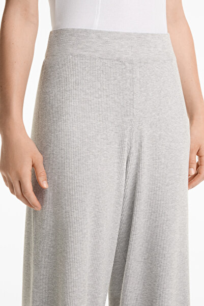 Oysho Wide-leg rib-knit trousers