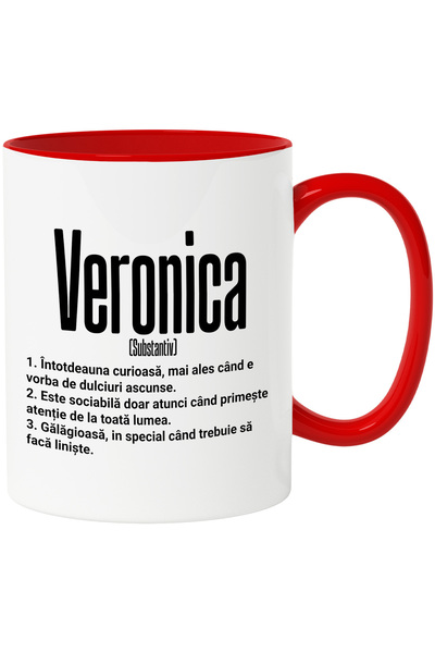 StoryGift Romania Cana Cu Numele Veronica, si Mesaj Amuzant, Curioasa, Sociab...