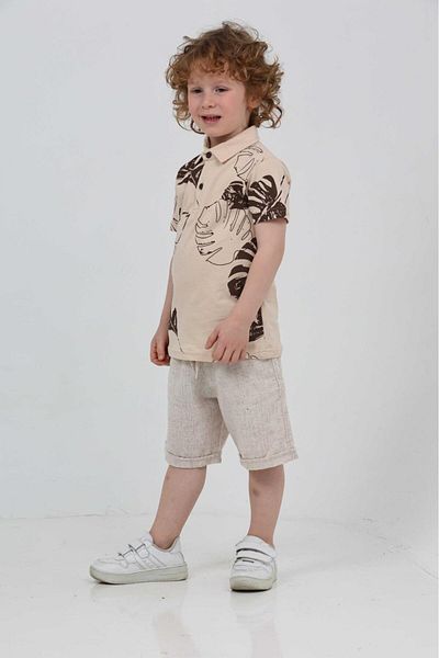 chacharon Boy's Polo Collar Shorts Suit for Boys